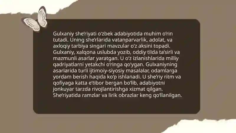 Gulxaniy ijodi va "Zarbulmasal" asari tahlili 4
