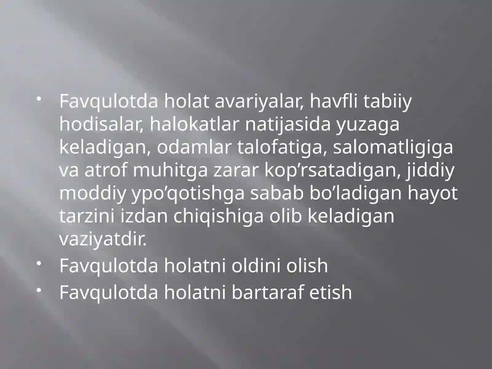 HALOKATLAR TIBBIYOTI VA FAVKULODDA VAZIYATLAR TA’RIFI 4