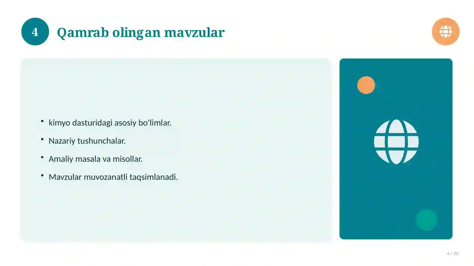 Kimyo fanidan 7-sinf test savollari to'plami 4