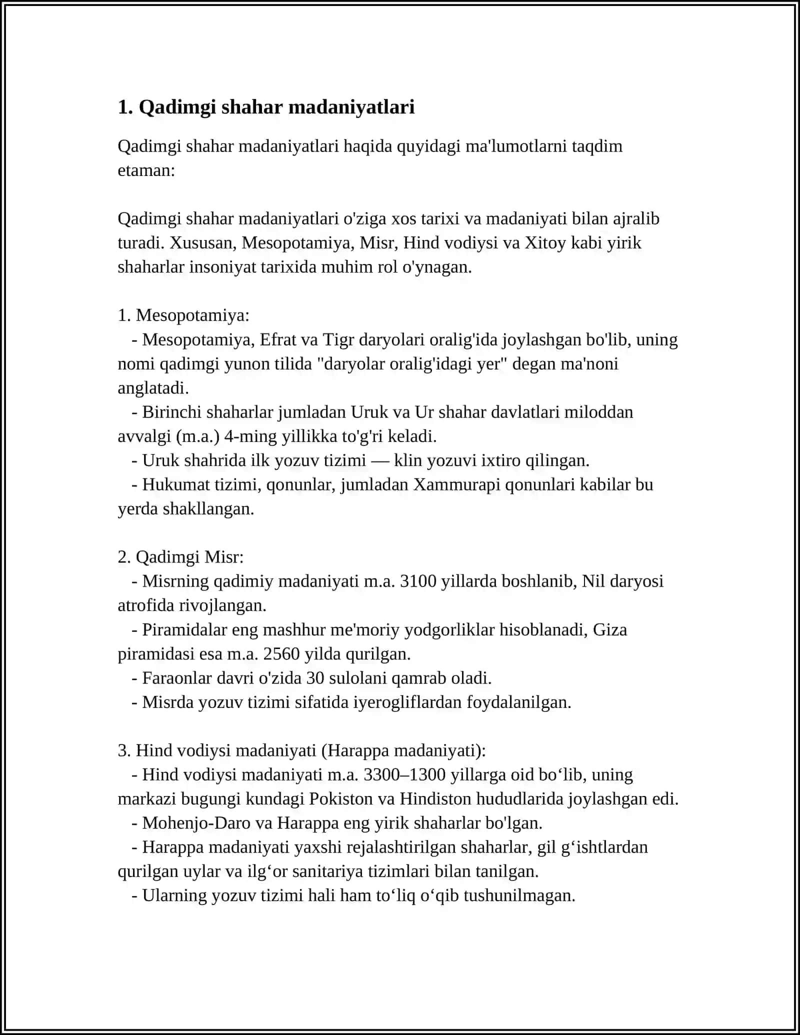 ILK SHAHARNOMA SIVILIZATSIYASINING VUJUDGA KELISHI 4