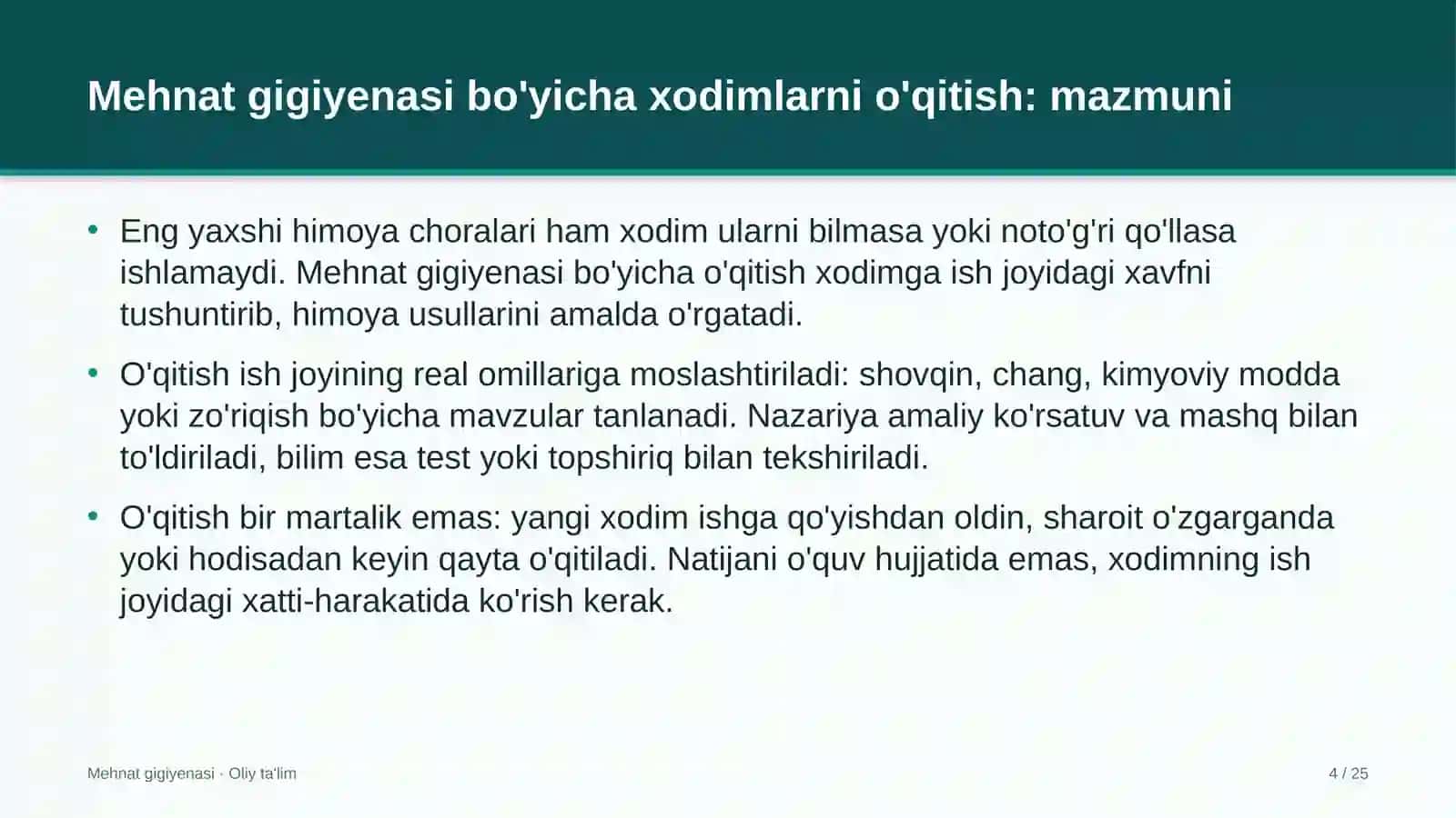 mediatsiya markazlarida mehnat gigiyenasi bo'yicha xodimlarni o'qitish 2682 4
