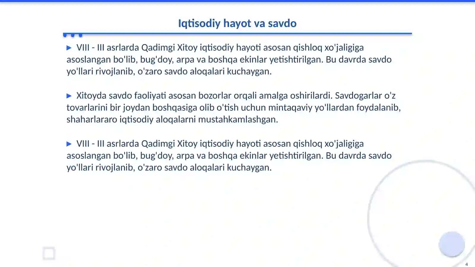 Qadimgi Xitoy VIII -III asrlarda 4