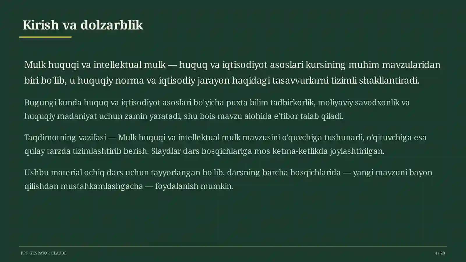 Mulk huquqi va intellektual mulk (11-sinf) 4