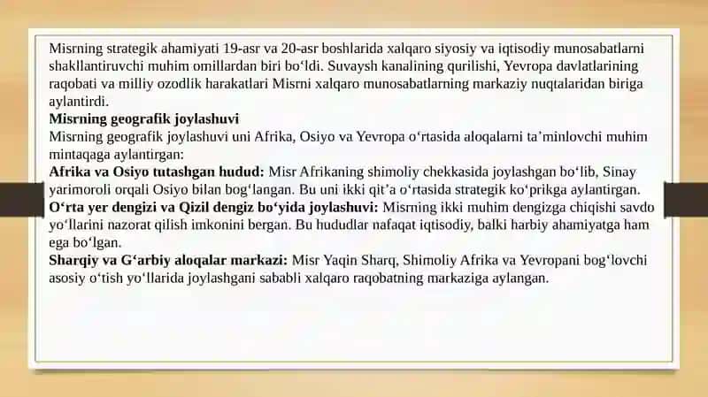 Misrning qishloq xo‘jaligi va iqtisodiy resurslari 4