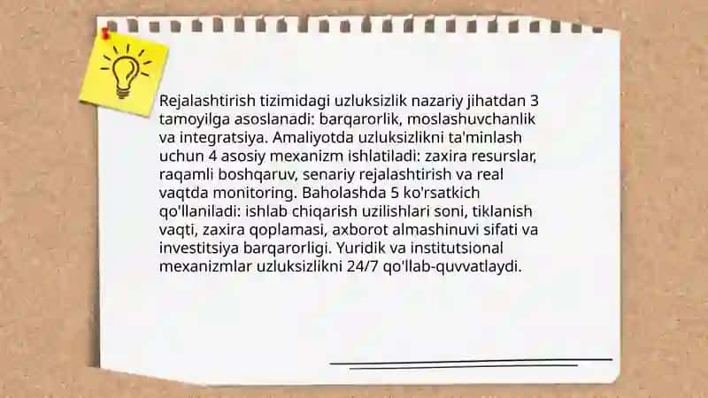 Sanoat tarmoqlarini rejalashtirishdagi o'zgarishlar va uzluksizlik; uslubiy tadqiqot 4