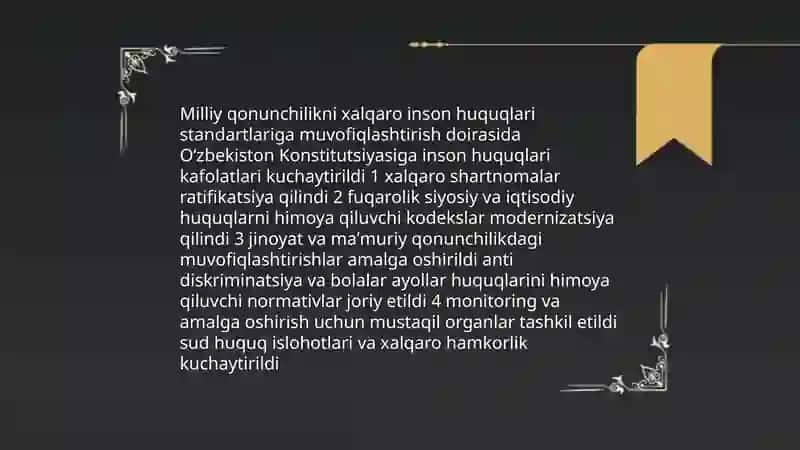 Oʻzbekistonda inson huquqlari va erkinliklari kafolatining yaratilishi 4