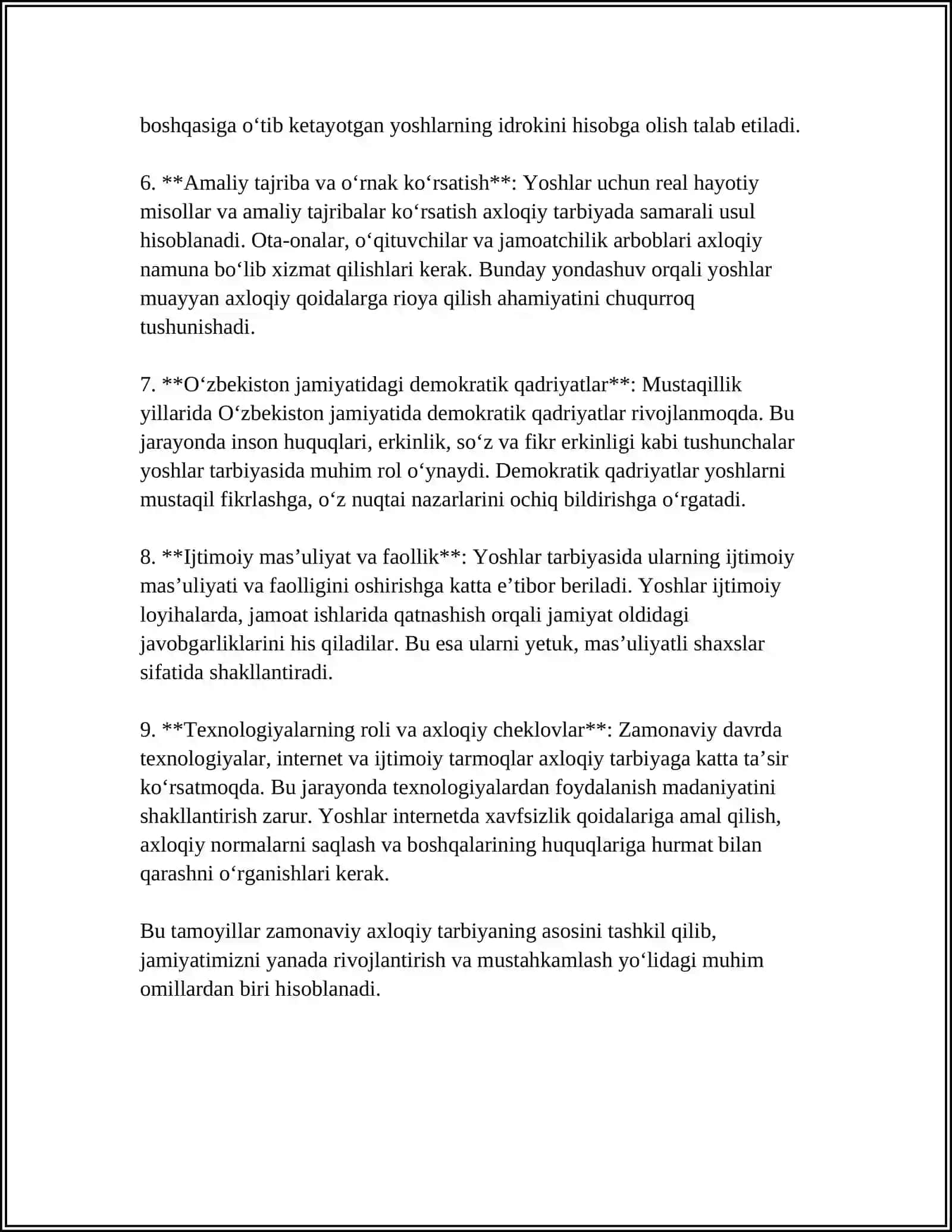 ZAMONAVIY AXLOQIY TARBIYANING YUTUQLARI VA KAMCHILIKLARI 4
