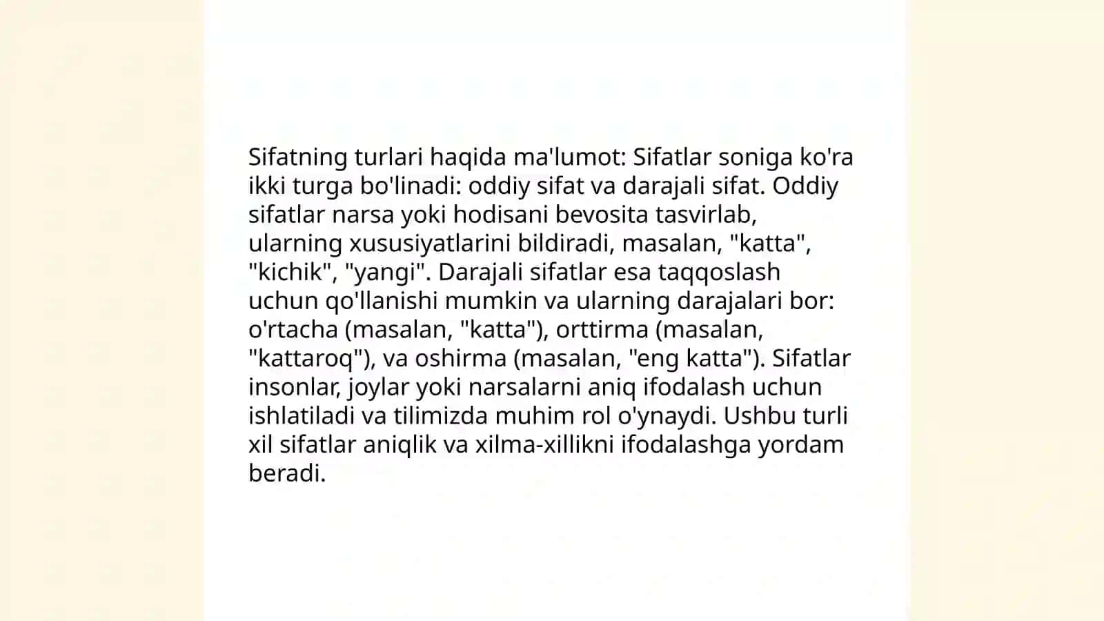 Sifat so'z turkumi 4