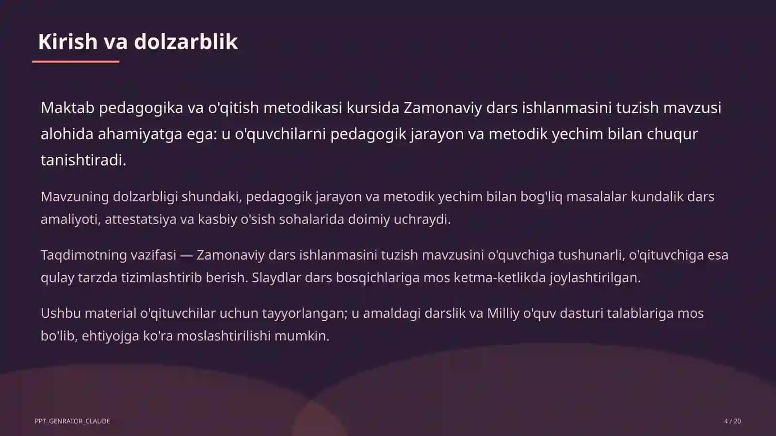 Zamonaviy dars ishlanmasini tuzish 4