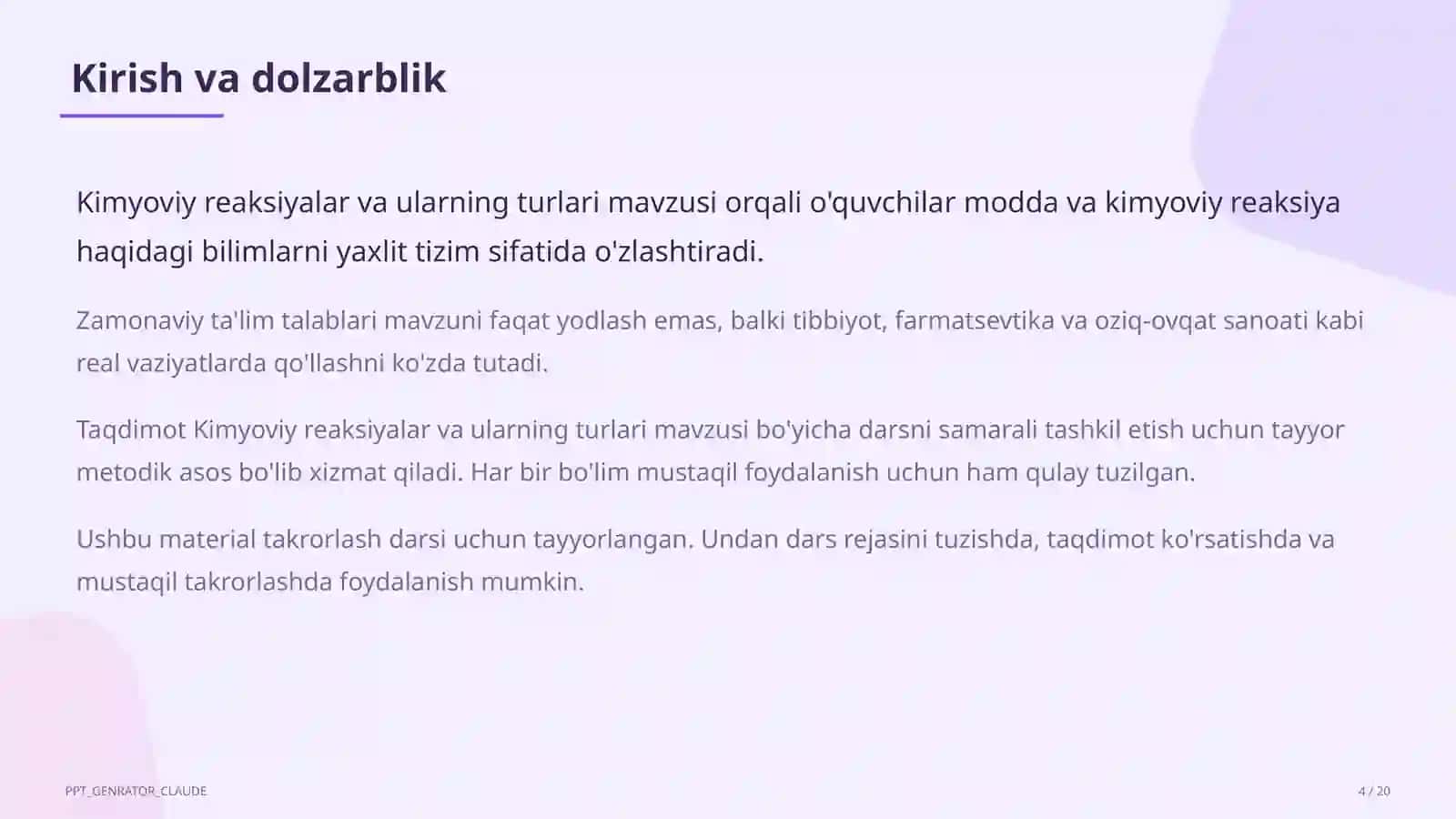 Kimyoviy reaksiyalar va ularning turlari (7-sinf) 4