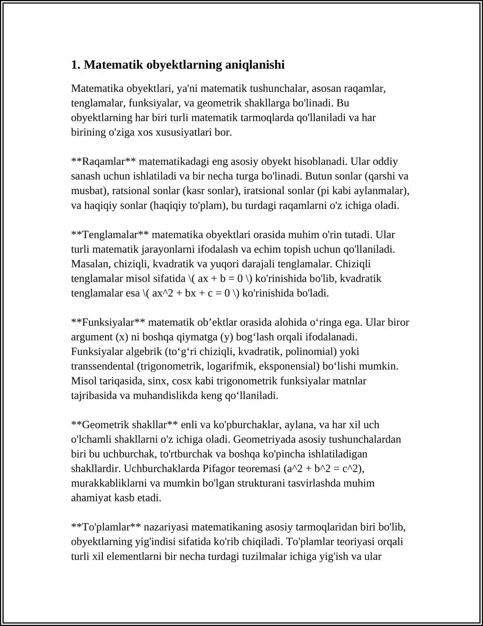 MATEMATIK FANLARNING OBYEKTLARI VA ULARNING MAVJUDLIK MUAMMOLARI 4