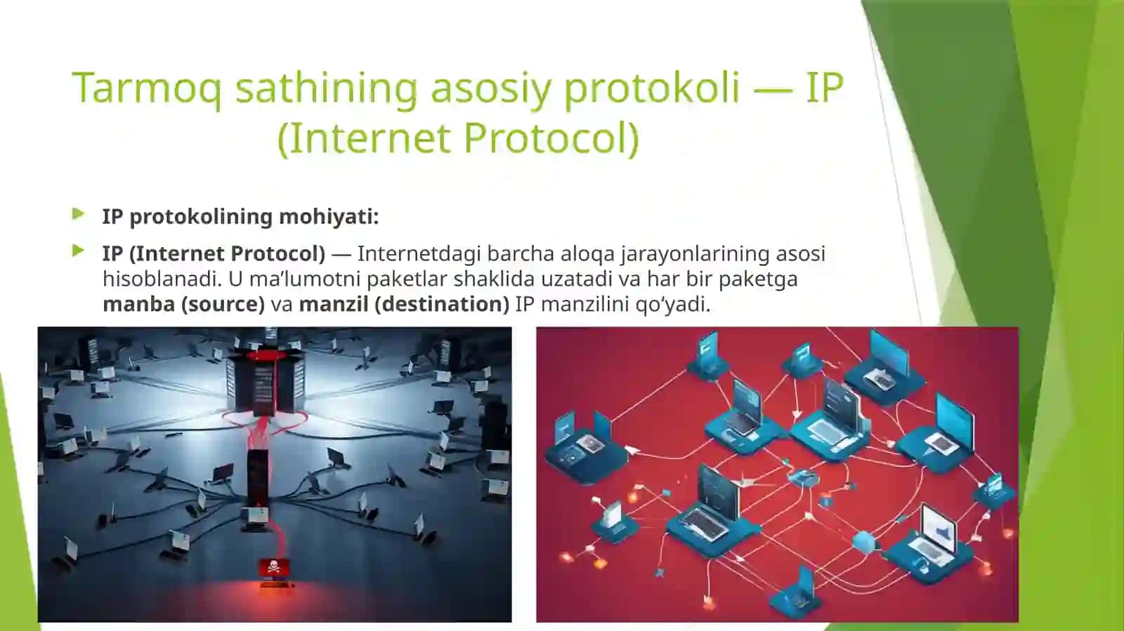 Tarmoq sathining asosiy protokoli va IP marshrutlash 4