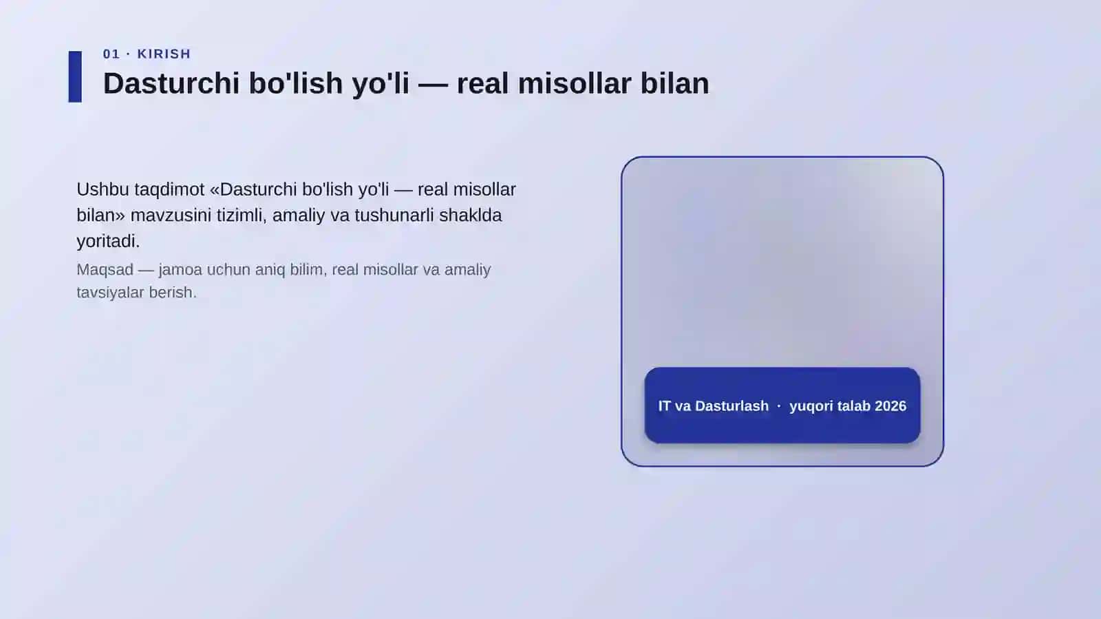 Dasturchi bo'lish yo'li — real misollar bilan 4