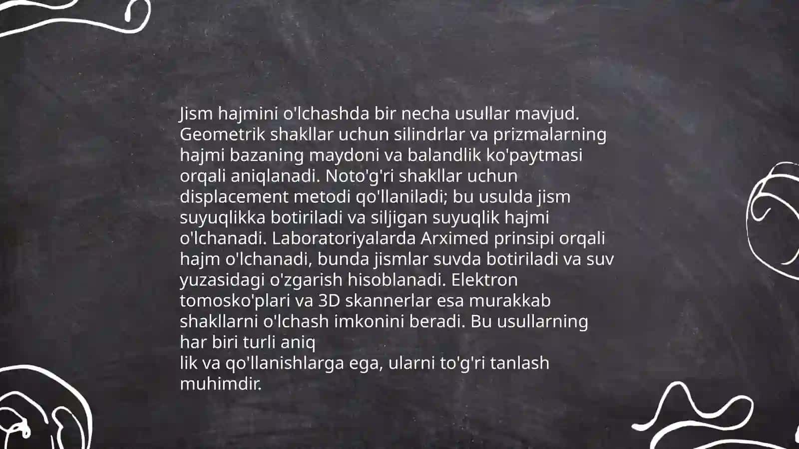 Jismning hajm va uni õlchash. Boshlanğich matematika kursida kõriladigan boshqa miqdorlar: massa, baho, vaqt, tezlik, yôl. Ularning õlchov birliklari va ular orasidagi boģlanishlar 4