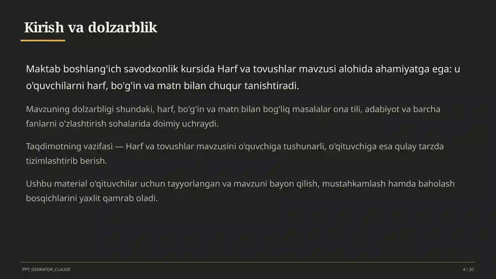 Harf va tovushlar (1-sinf) 4