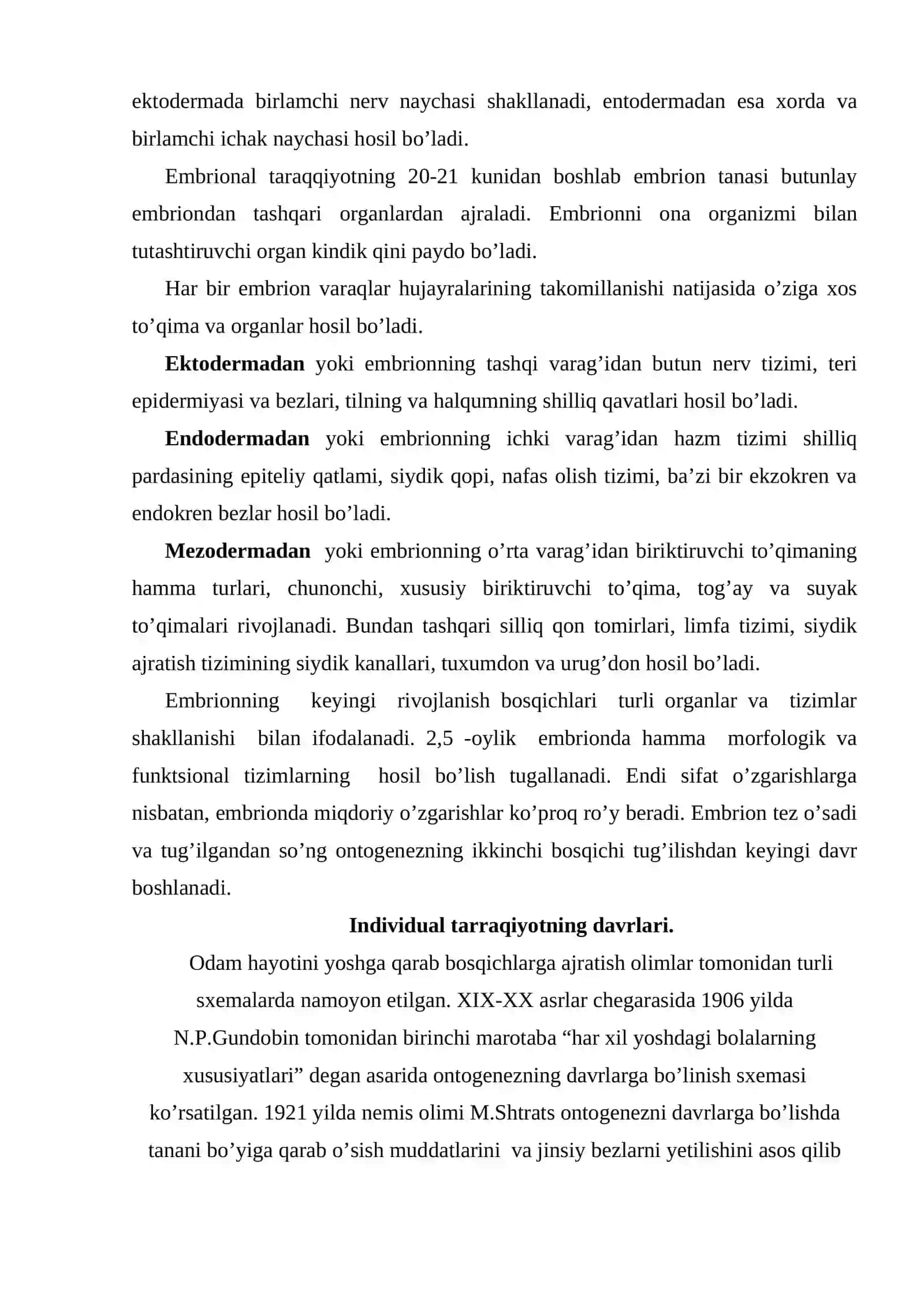 Odam organizmining individual taraqqiyot qonuniyatlari 4