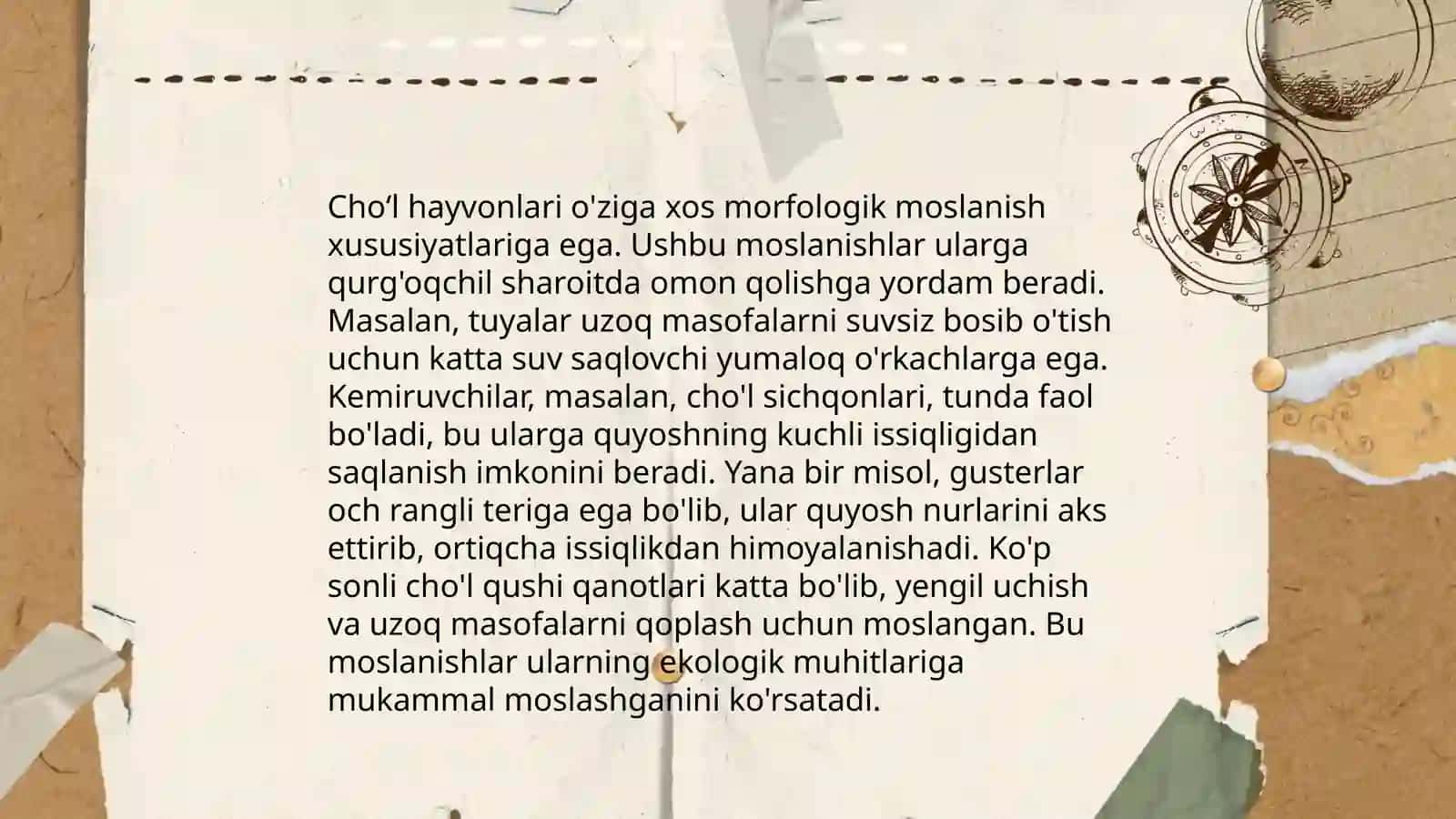 Cho’l hayvonlarning muhitga morfo-fiziologik moslanishi 4