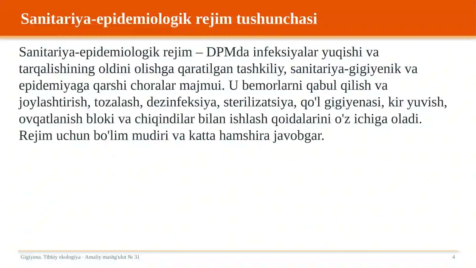 Gigiyena. Tibbiy ekologiya · Amaliy mashg'ulot № 31 4