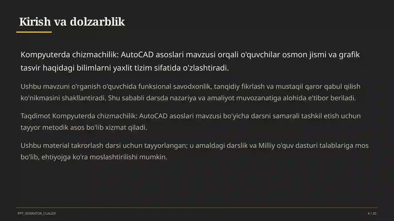 Kompyuterda chizmachilik: AutoCAD asoslari (9-sinf) 4
