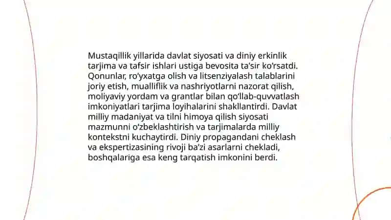 Mustaqillik yillarida Qur’onning o’zbek tiliga tarjima qilinishi va tafsirlari 4