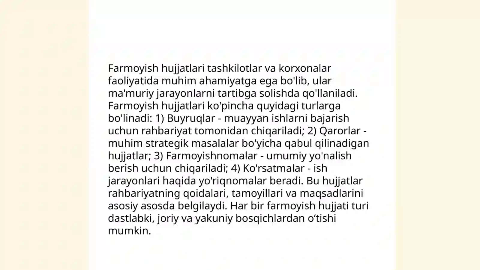 Farmoyish hujjatlarining o‘rni va axamiyati 4