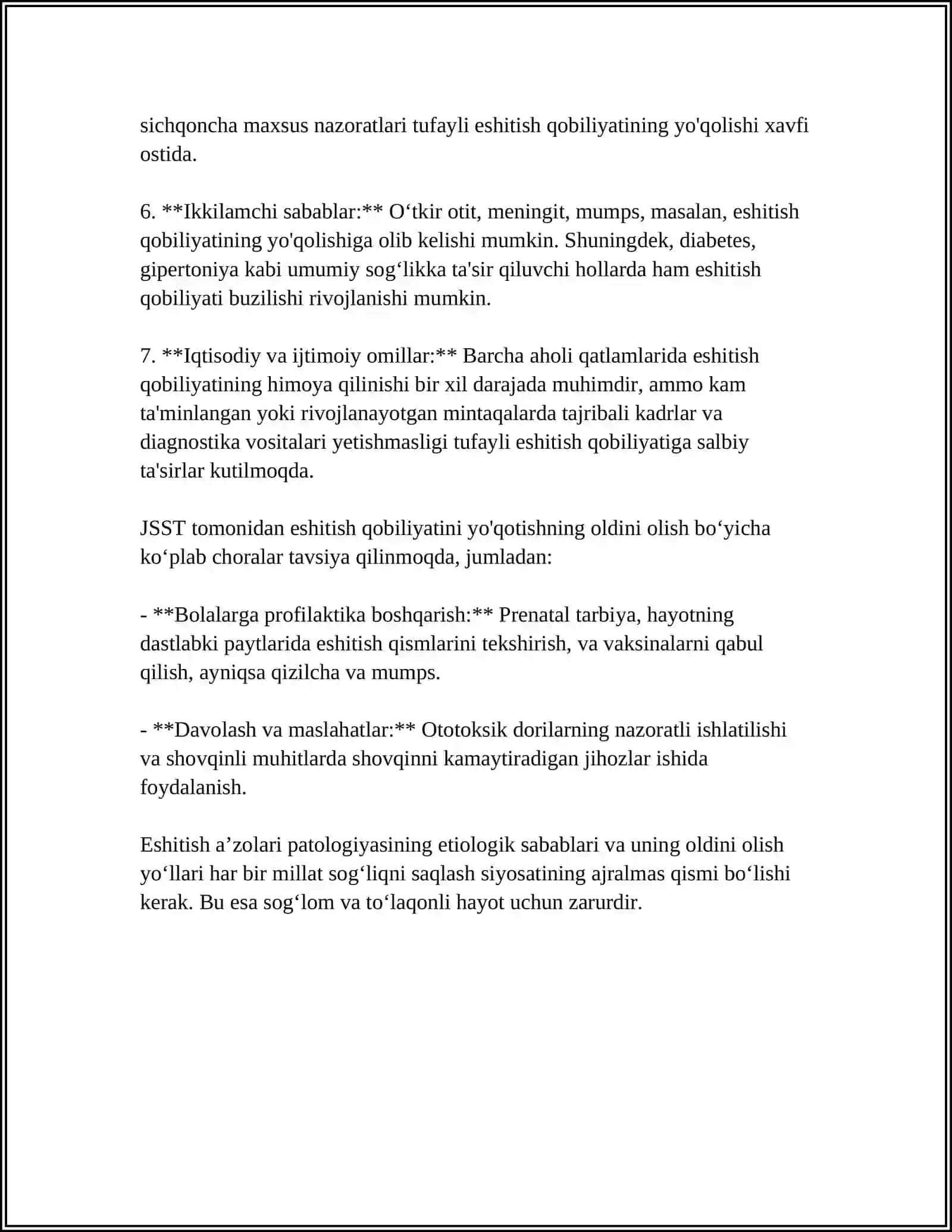 ESHITISH A’ZOLARI MARKAZIY PATOLOGIYASINING ASOSIY KO‘RINISHLARI: PATOLOGIYANING ETIOPATOGENEZI VA KLINIK SHAKLLARI 4
