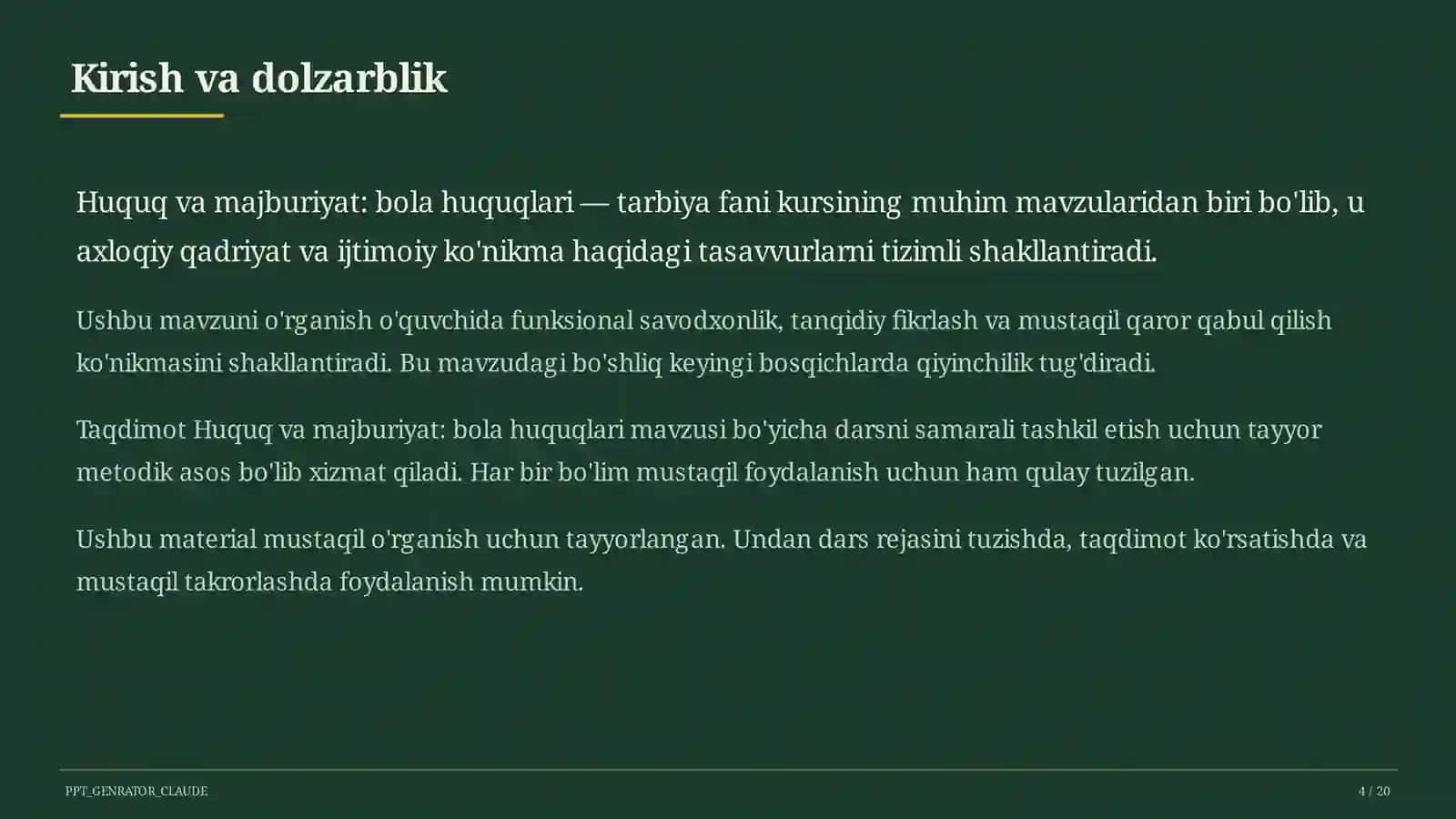 Huquq va majburiyat: bola huquqlari (8-sinf) 4