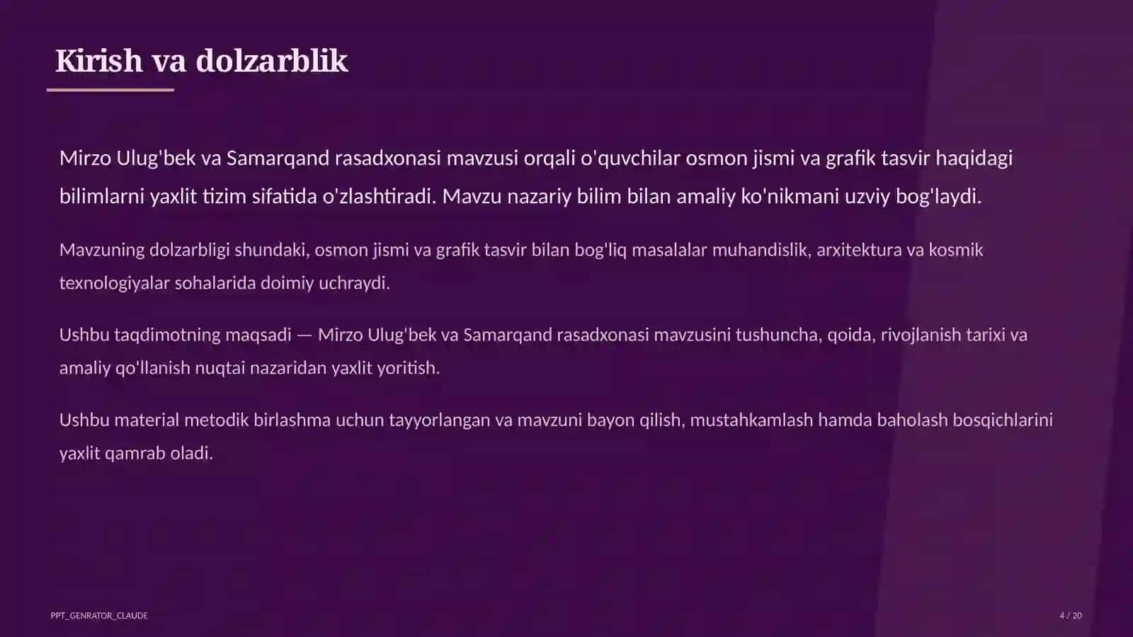 Mirzo Ulug'bek va Samarqand rasadxonasi (10-sinf) 4