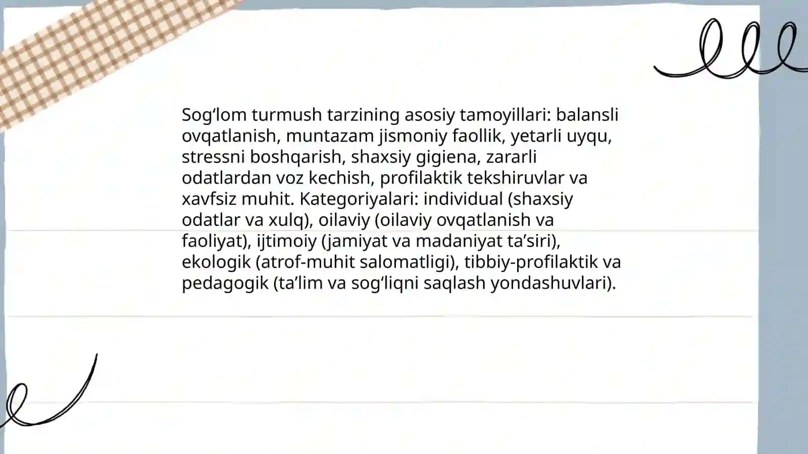 Sogʻlom turmush tarzi va uning salomatlikni shakllantirishdagi ahamiyati va omillari 4