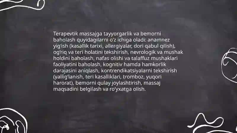 Logopedik massajni o'tkazish uchun ko'rsatmalar va man etish holatlari 4