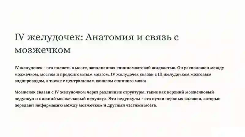 Анатомия мозжечка: Ядра, IV желудочек и ромбовидная ямка 4