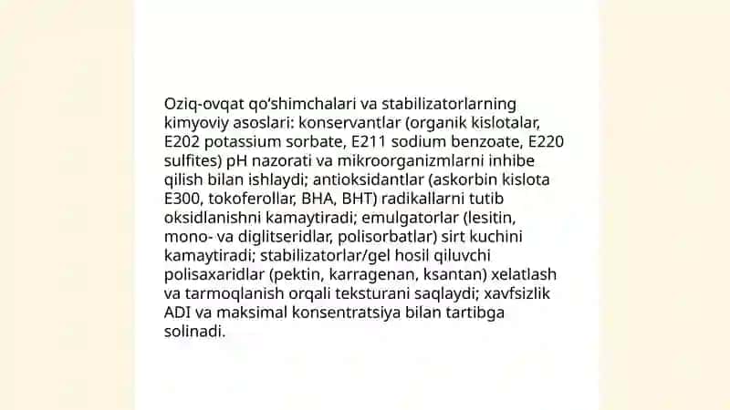 Kimyo fanining sanoat va oziq-ovqat rivojidagi ahamiyati 4