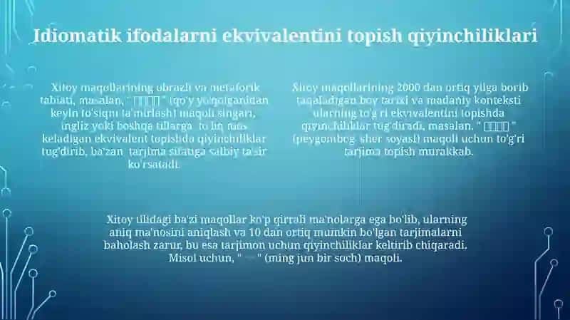 Xitoy tilida frazeologizmlar tarjimasidagi muuammolar 4