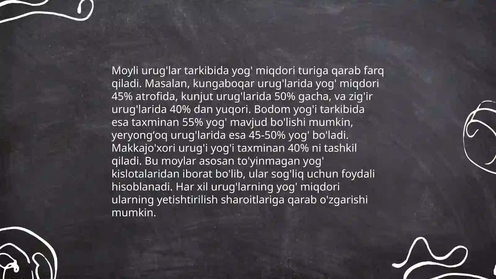 Moyli urug'larning O'zDst bo'yicha fizik-kimyoviy ko'rinishi 4