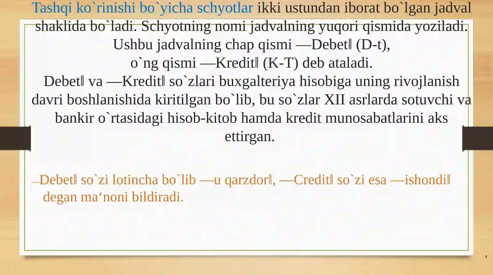 SCHYOTLAR TIZIMI VA IKKIYOQLAMA YOZUV 4