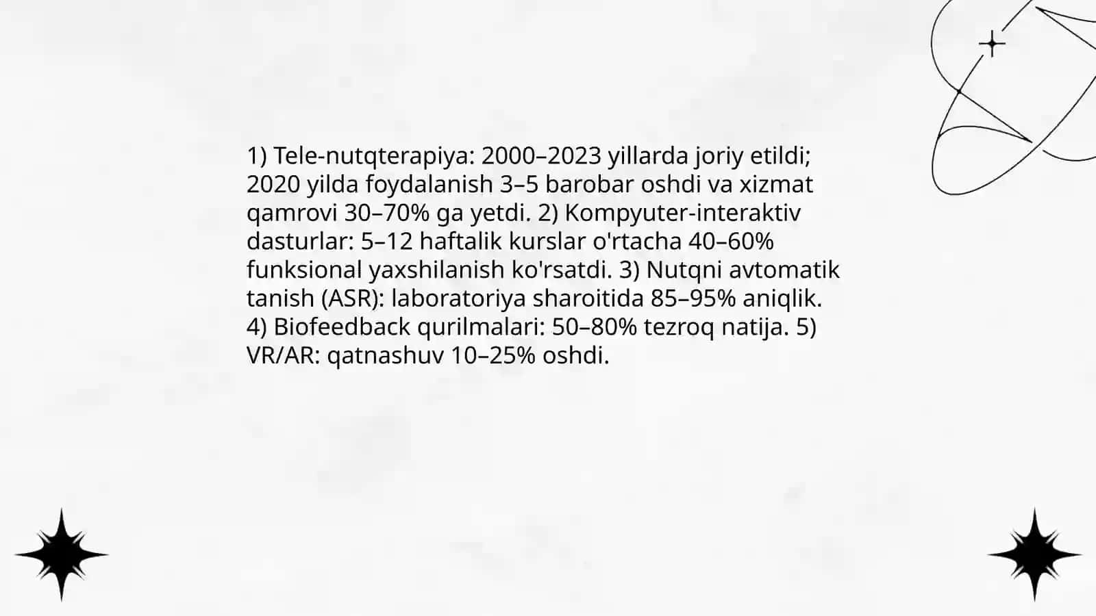 İlgʻor xorijiy tajribalar asosida,til va nutq markazlarida olib borilayotgan ishlar qiyosiy tahlili va texnologiyalarni joriy qilish 4