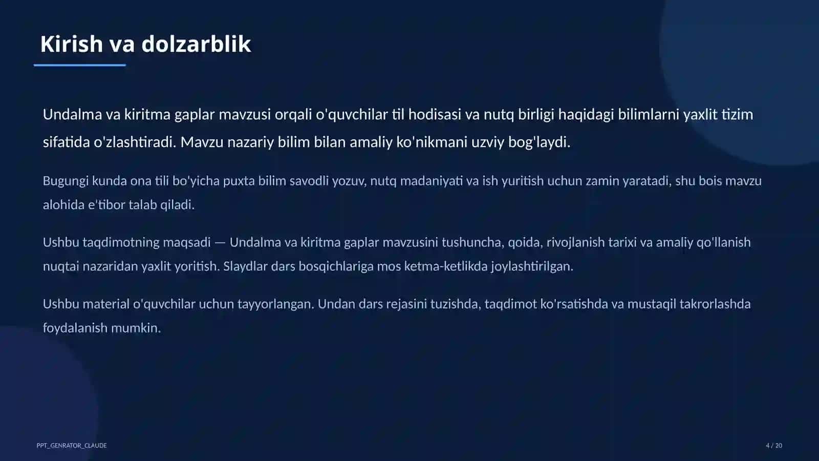 Undalma va kiritma gaplar (8-sinf) 4