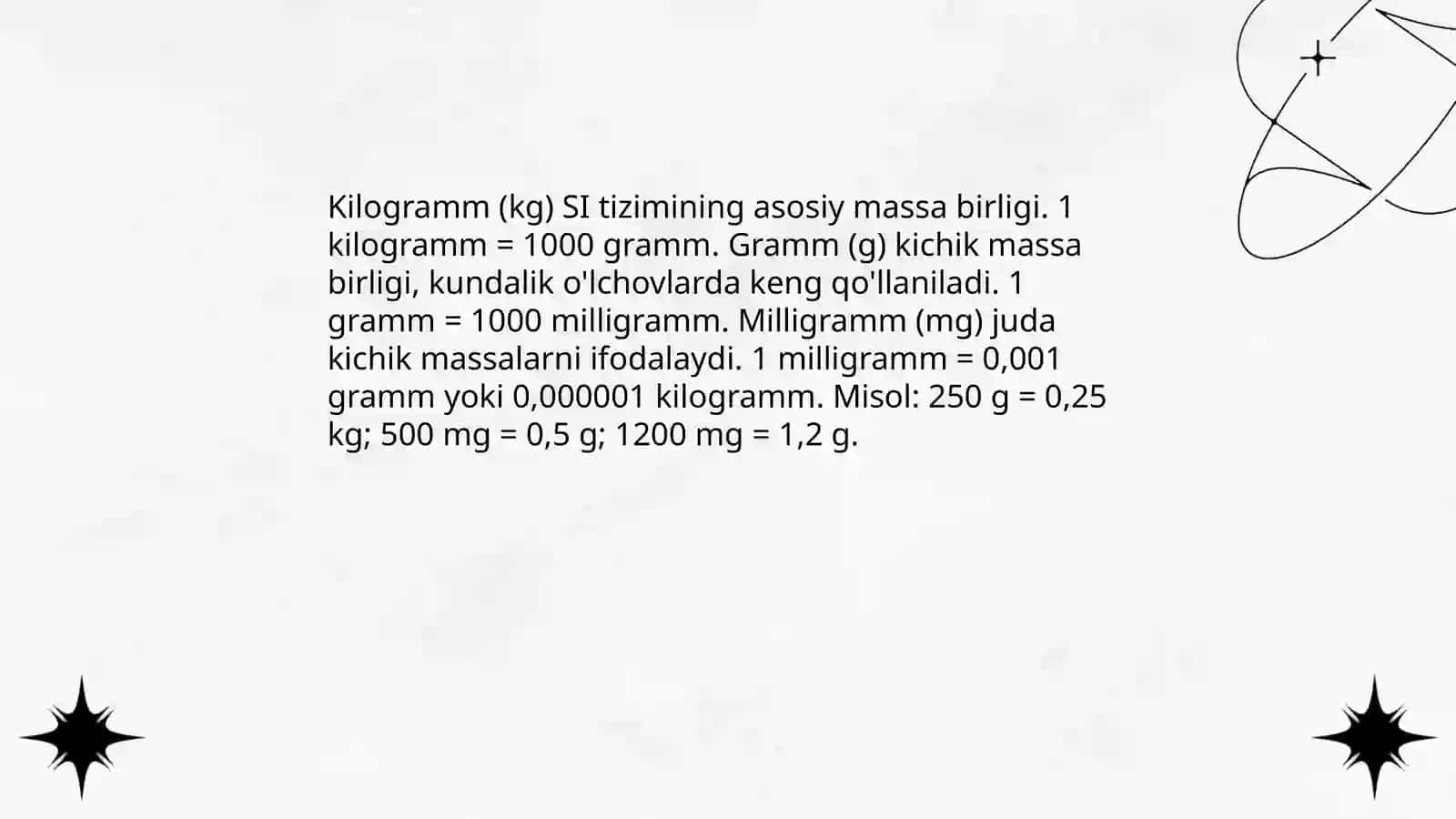 Moddalarning massasi 4
