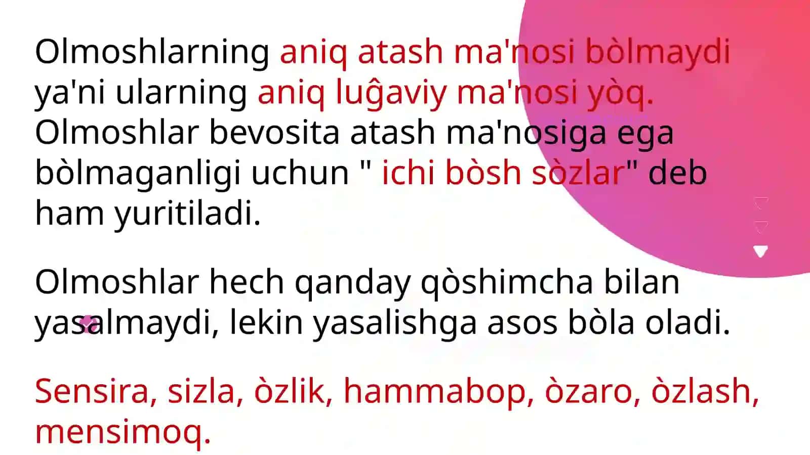 Olmosh so'z turkumi 4