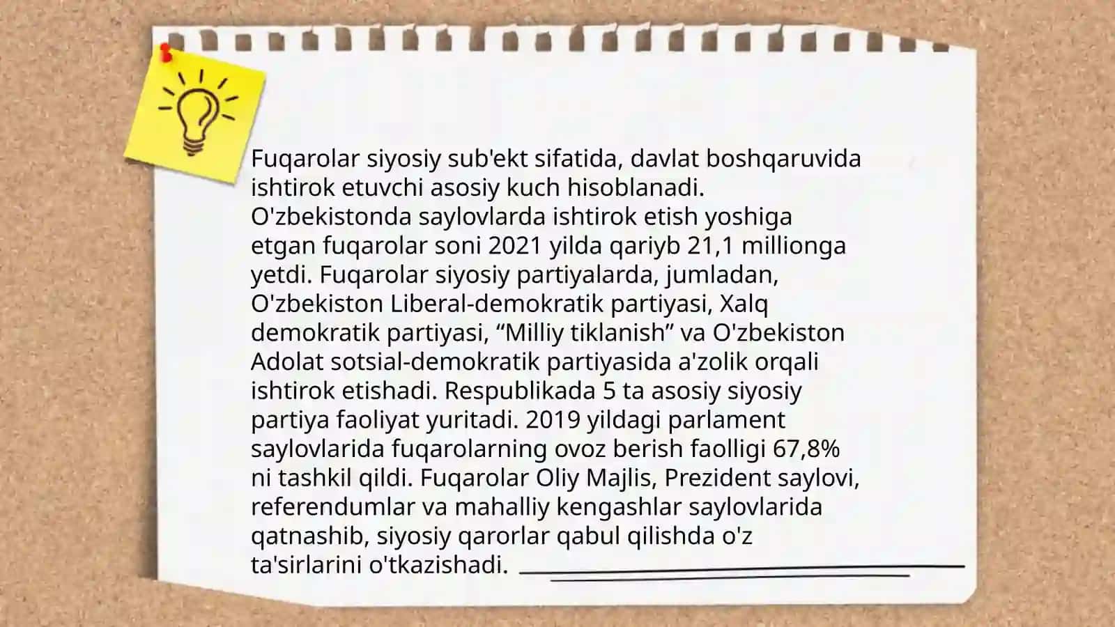 Oʻzbekiston fuqarolarining saylovlardagi roli 4