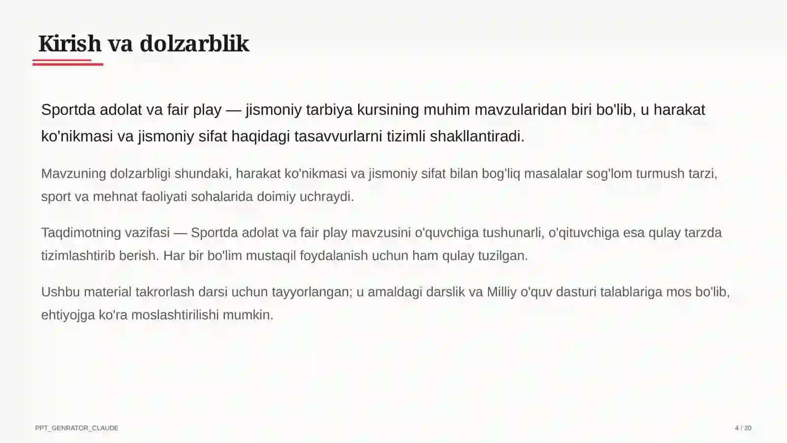 Sportda adolat va fair play (10-sinf) 4