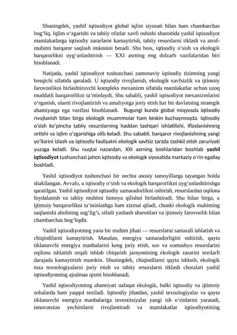 Yashil iqtisodiyotni rivojlantirish 4