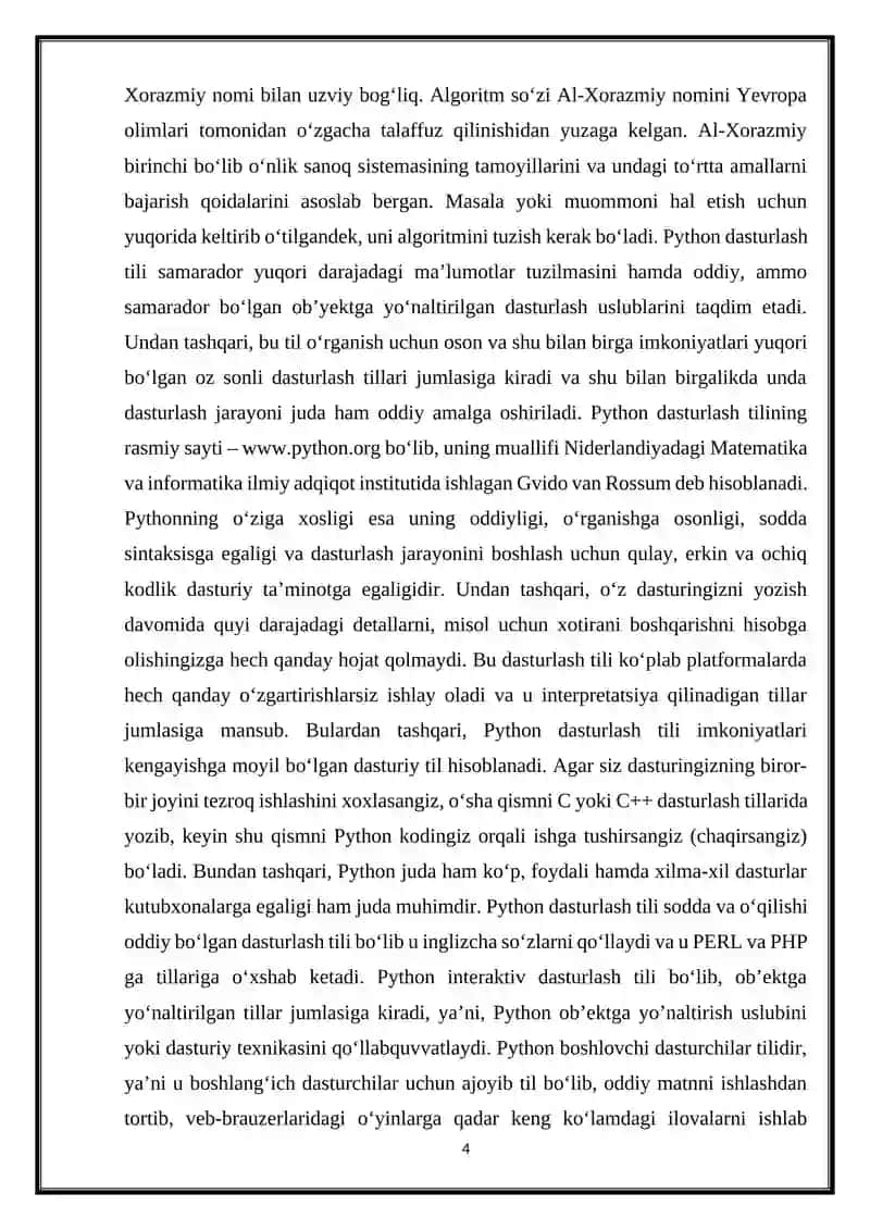 Phyton dasturlash tilida interaktiv rejim birinchi dastur,kiritish va chiqarish operatorlari. 4