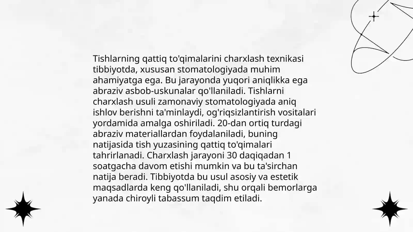 Tishlarning gattiq to'qimalarini charxlash usuli (texnikasi) 4