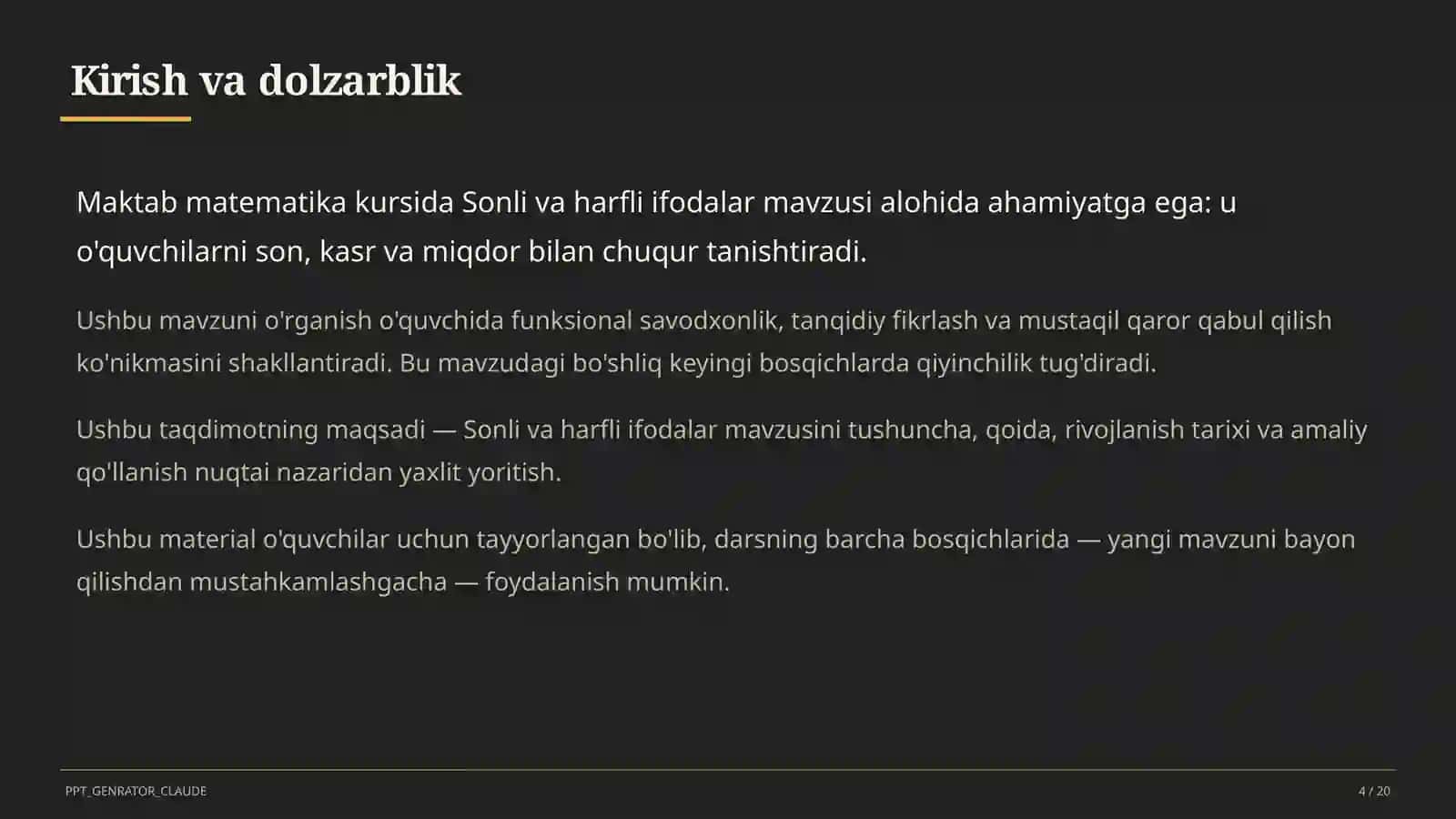 Sonli va harfli ifodalar (5-sinf) 4