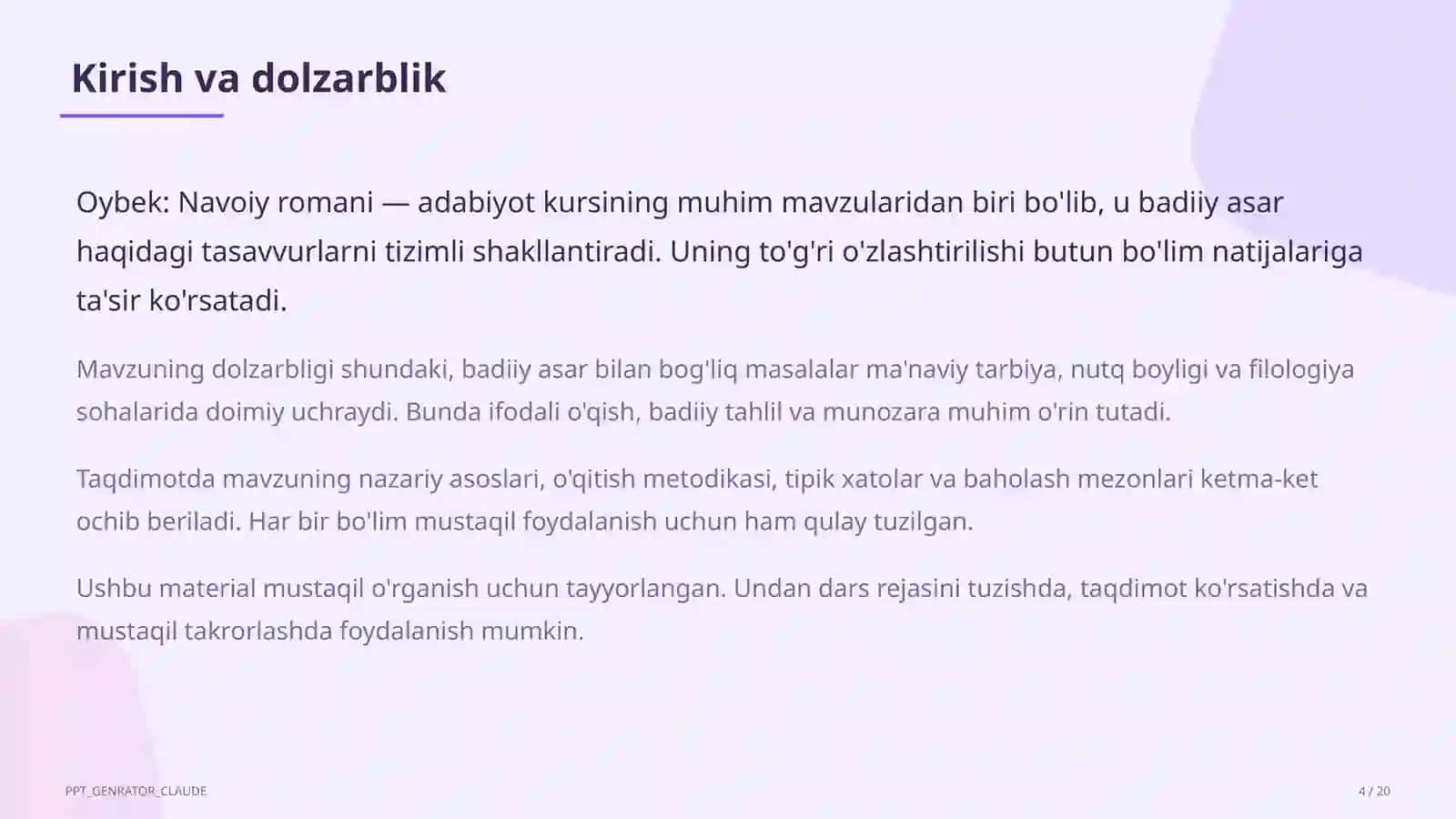 Oybek: Navoiy romani 4