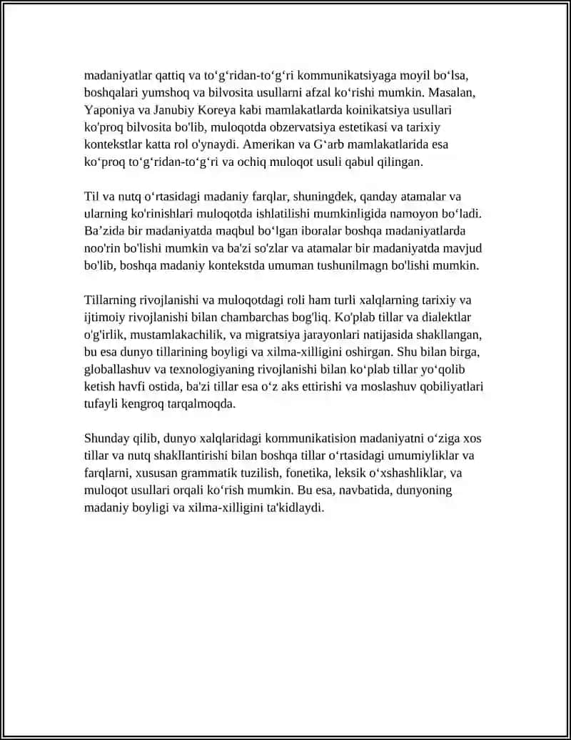 DUNYO XALQLARI MADANIYATIDAGI UMUMIYLIK VA FARQLAR 4