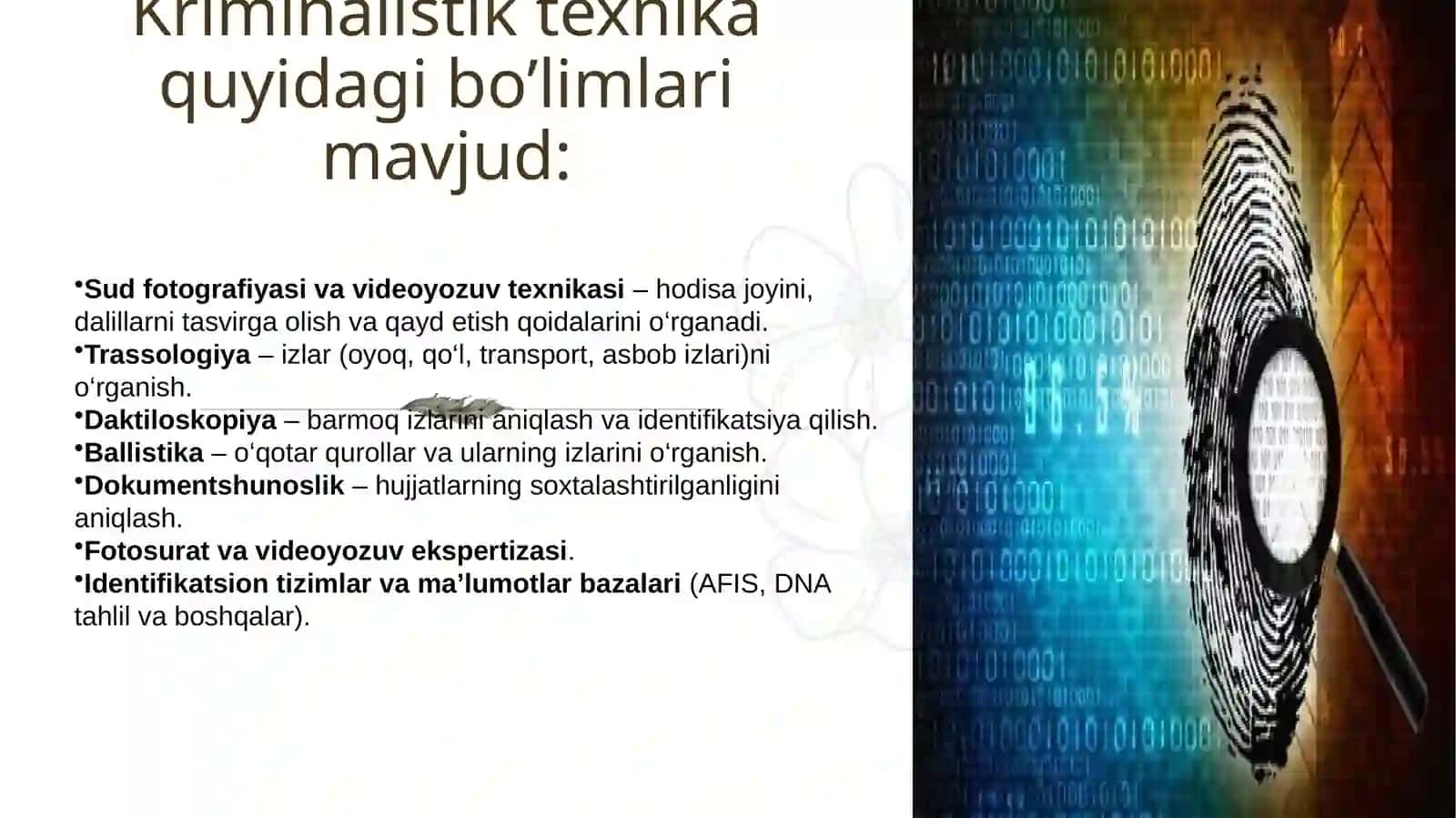 Kriminalistik texnikaning umumiy qoidalari. Sud fotografiyasi va video tasvir 4