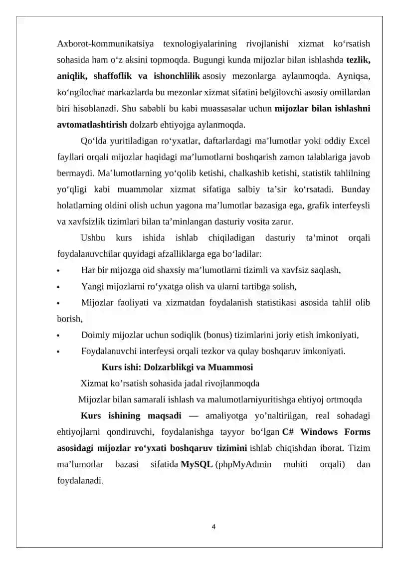 Ko‘ngilochar markaz uchun mijozlar ro‘yhati 4