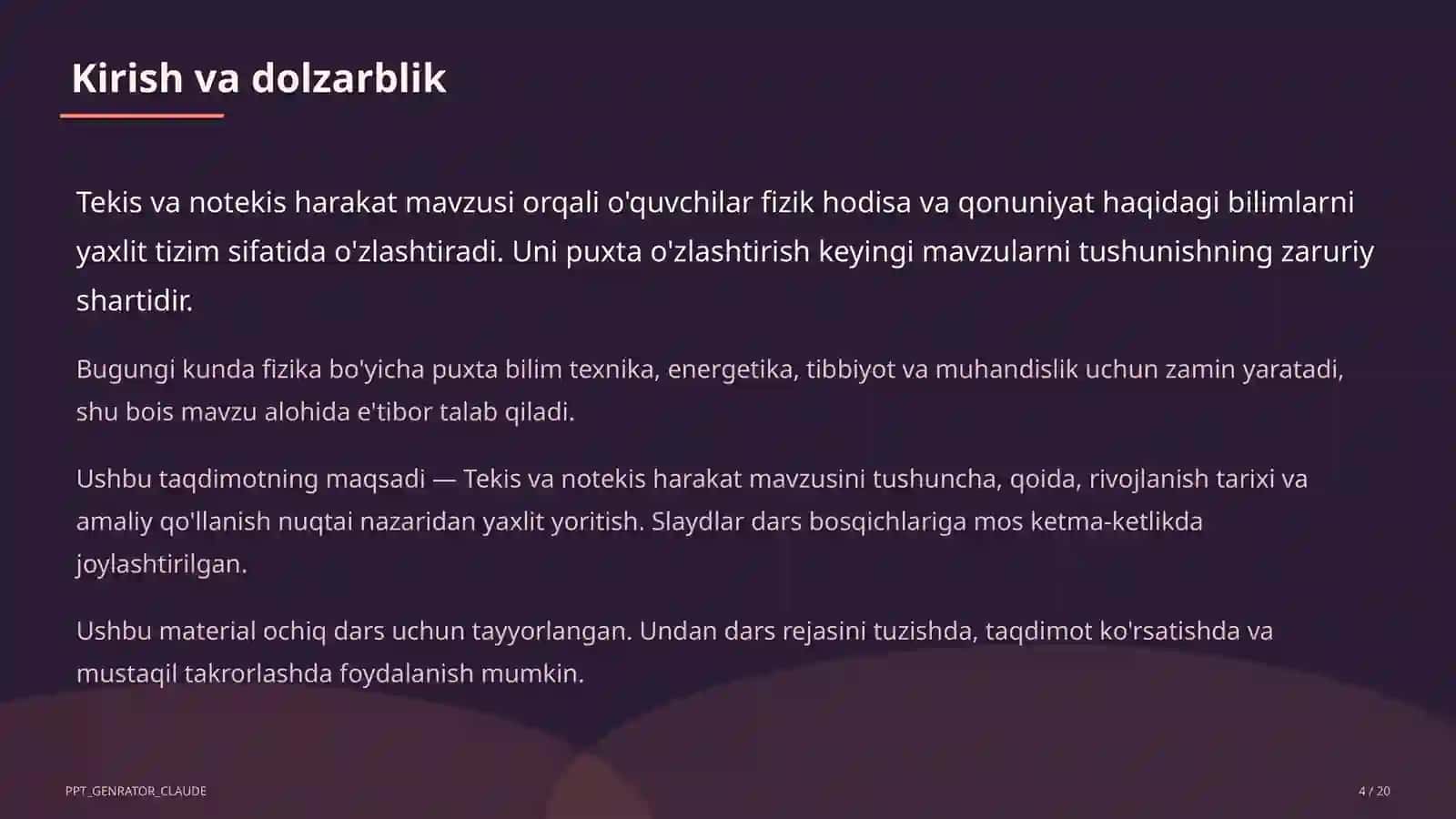 Tekis va notekis harakat (7-sinf) 4